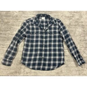 Mutual Weave Shirt Mens Large Blue Plaid Button Up Long Sleeve Flannel Cotton‎